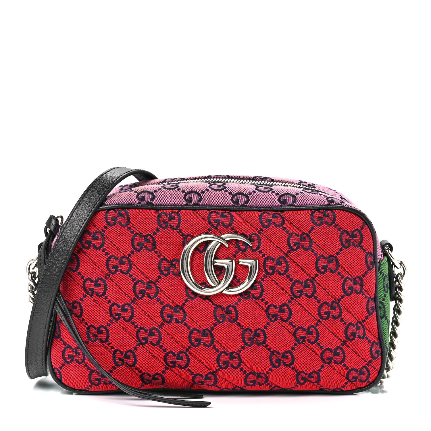 Gucci Monogram Multicolor Matelasse Diagonal Small GG Marmont Chain Shoulder Bag Red Blue Yellow Green Pink 1 of 11