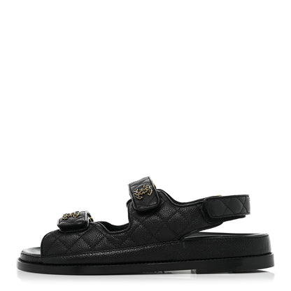 Chanel Grained Calfskin Velcro Dad Sandals 39 Black 1 of 9