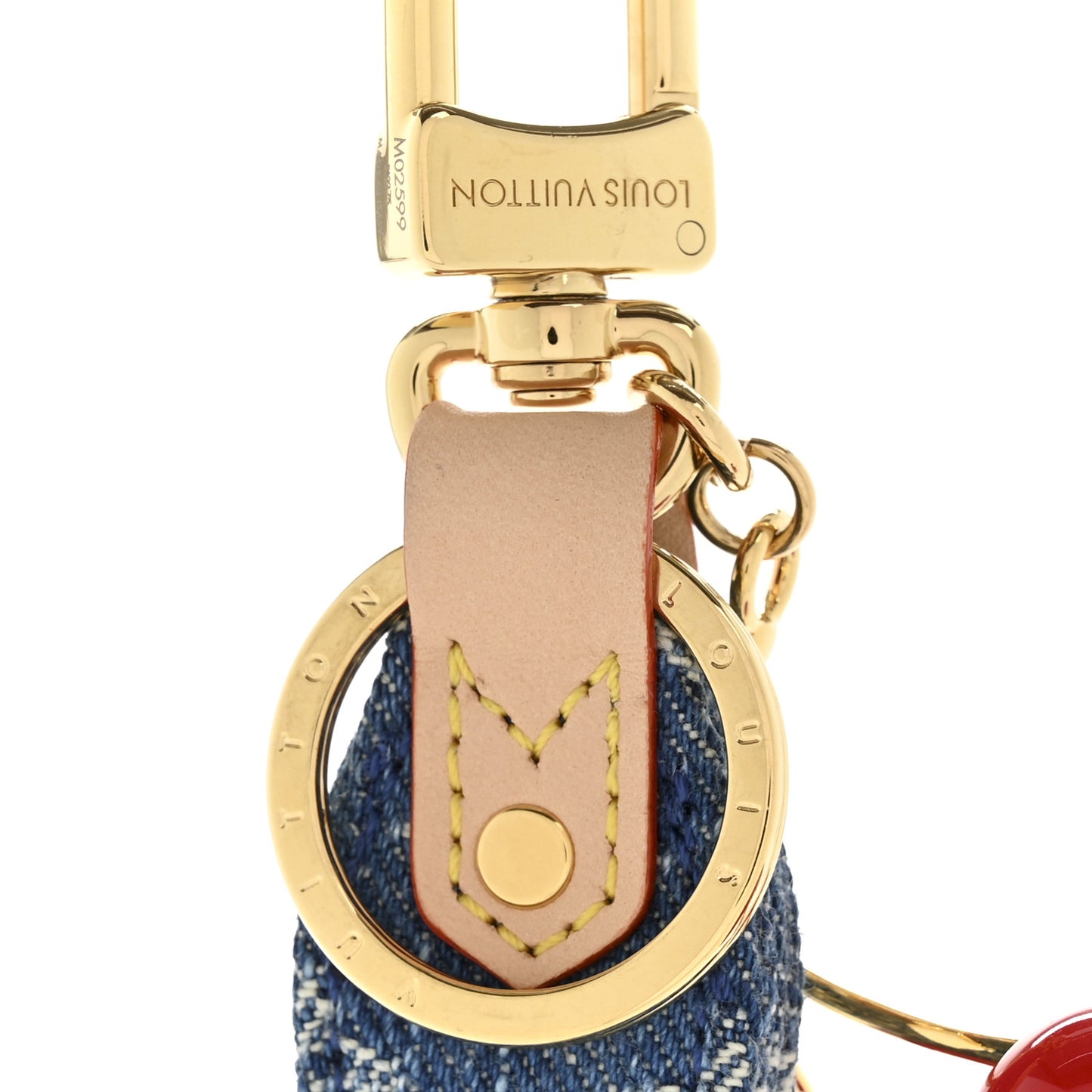 LV X TM Monogram Denim Cerises Dragonne Key Holder Blue