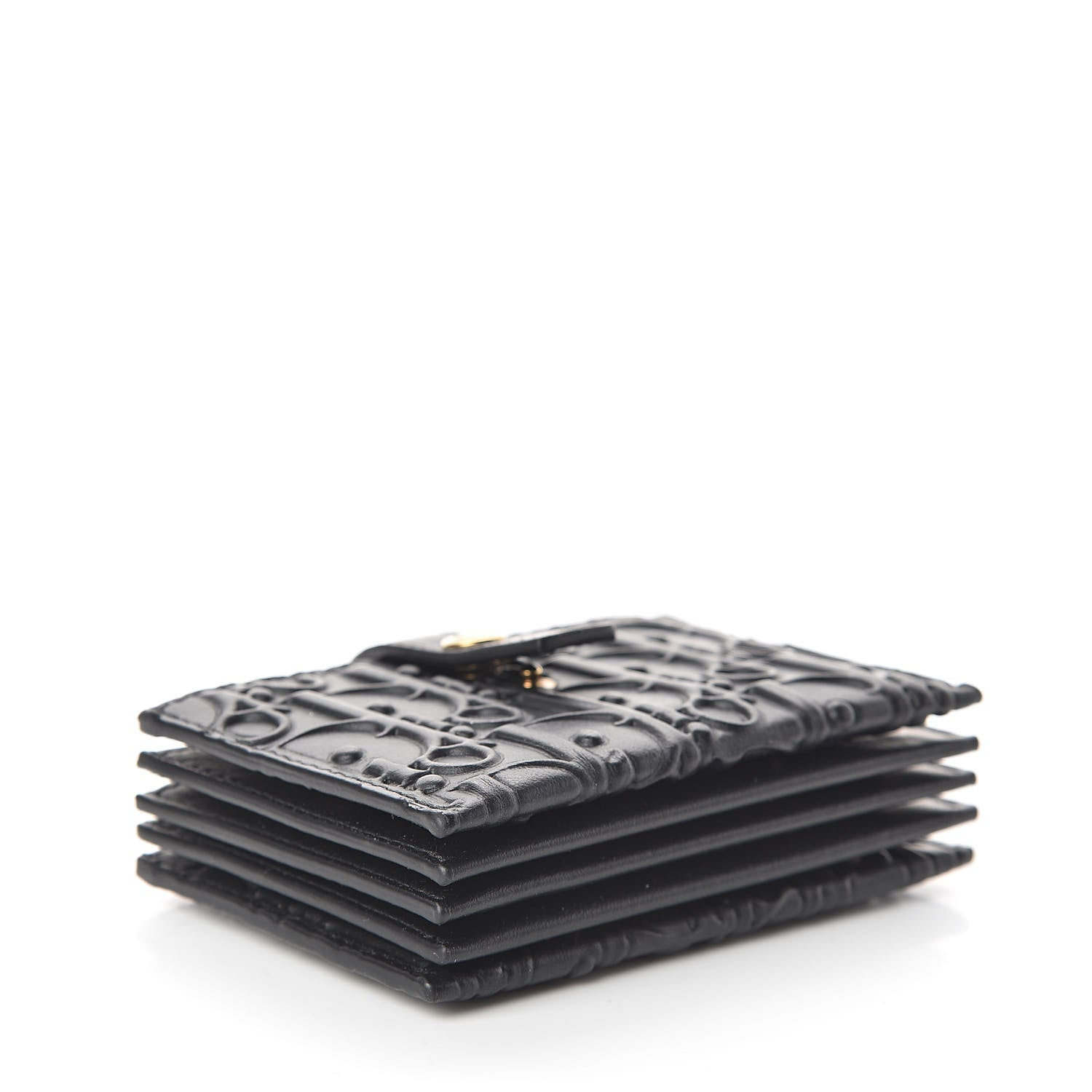 Christian Dior Calfskin Embossed Oblique Lady Dior Gusseted Card Holder Black 4 of 6