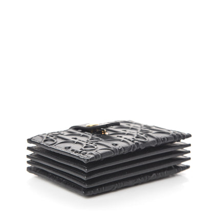 Christian Dior Calfskin Embossed Oblique Lady Dior Gusseted Card Holder Black 4 of 6