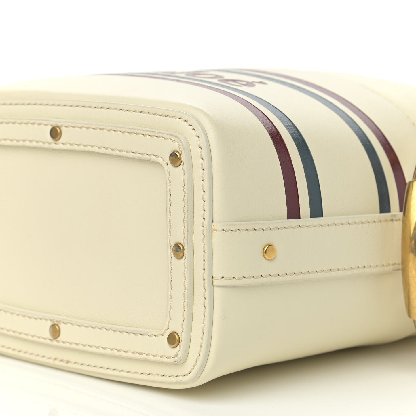 Smooth Calfskin Logo Mini Roy Bucket Bag Natural White