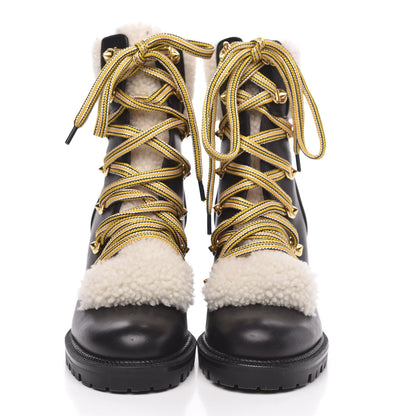 Christian Louboutin Calfskin Shearling Yetita 70 Hiker Booties 38 Black 2 of 7