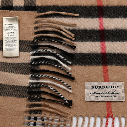 Burberry Cashmere Giant Check Fringe Scarf Camel 3 of 4