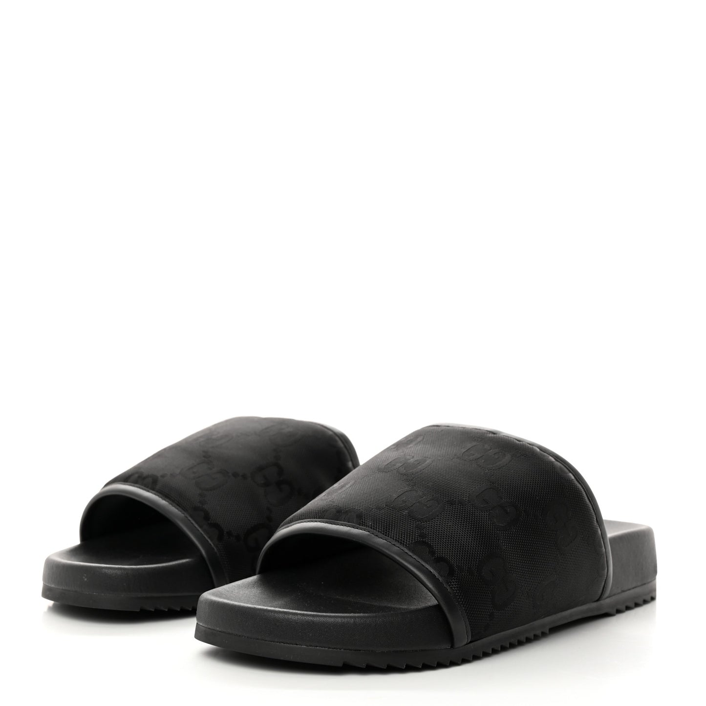 Econyl Nylon Demetra GG Monogram Mens Off the Grid Slide Sandals 12 Black