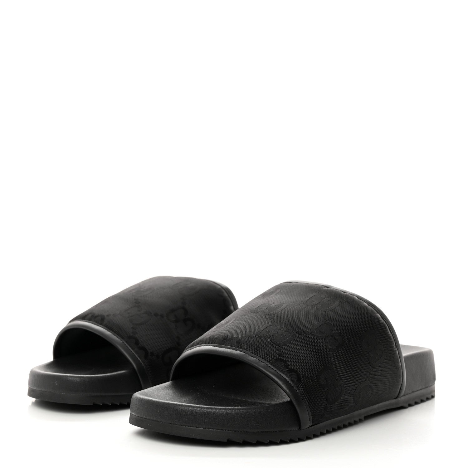 Gucci Econyl Nylon Demetra GG Monogram Mens Off the Grid Slide Sandals 12 Black 3 of 8