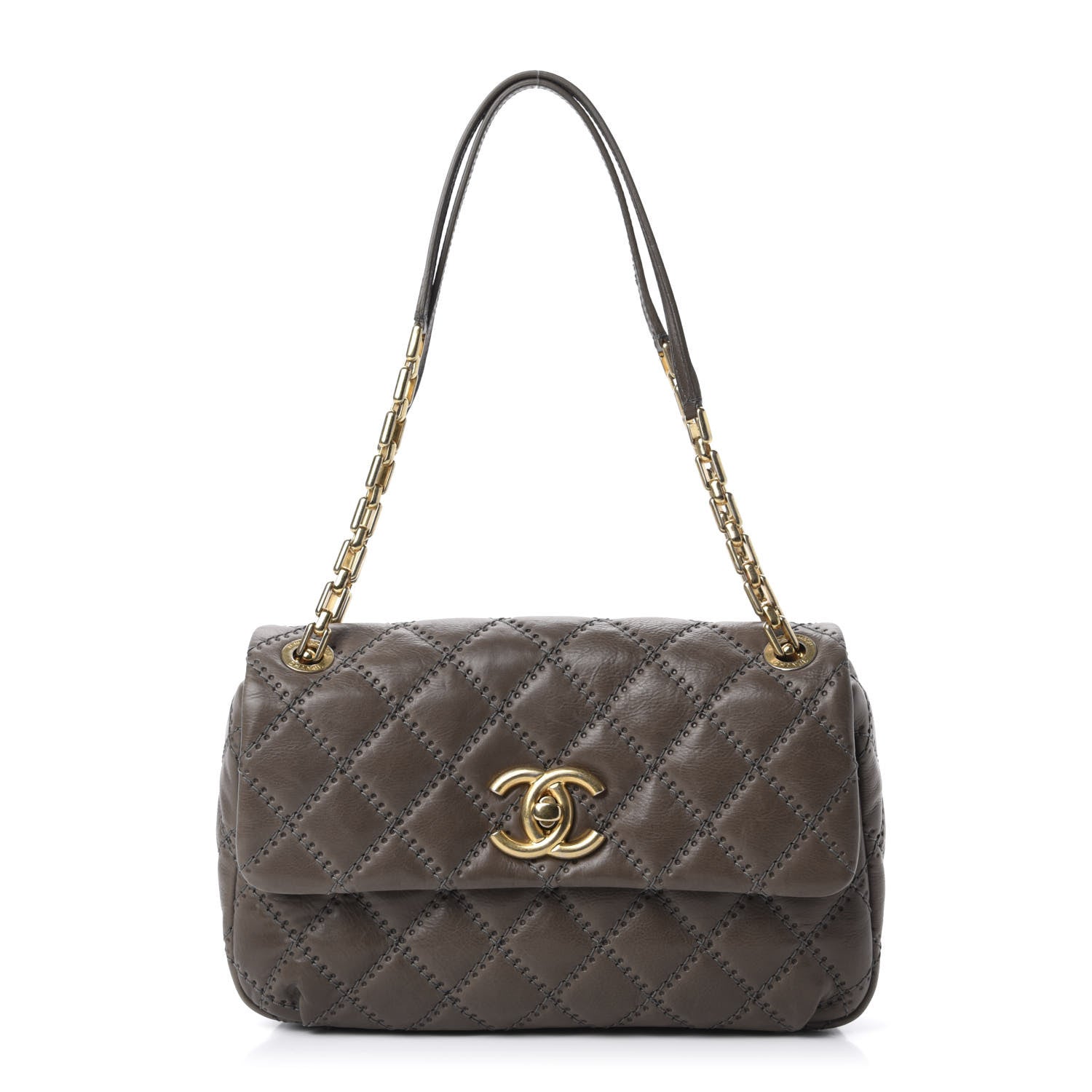 Chanel Calfskin Quilted Retro Chain Flap Dark Grey 1 of 11