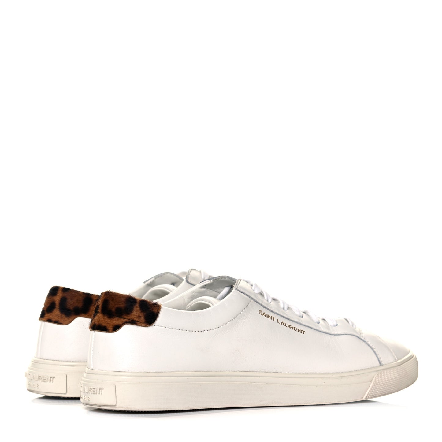 Calfskin Pony Hair Leopard Print Andy Low Top Sneakers 38 Optic White