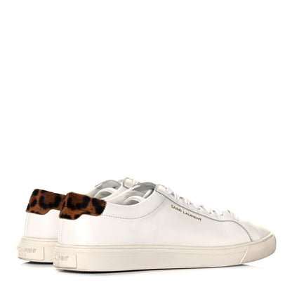 Saint Laurent Calfskin Pony Hair Leopard Print Andy Low Top Sneakers 38 Optic White 4 of 9