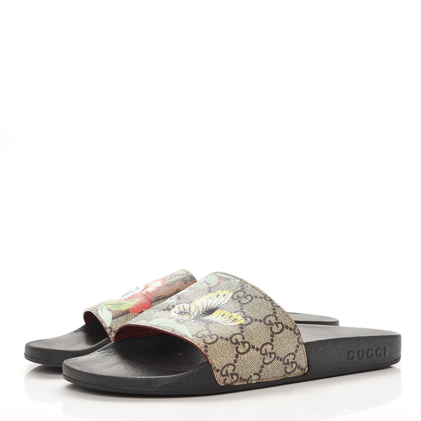 GG Supreme Monogram Tian Womens Slide Sandals 38 Beige Multicolor