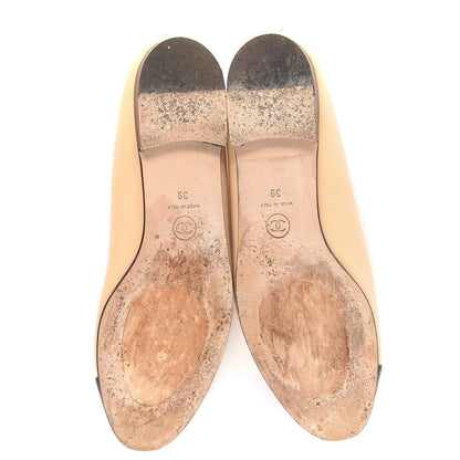Chanel Lambskin Cap Toe Ballerina Flats 39 Beige Black 7 of 12