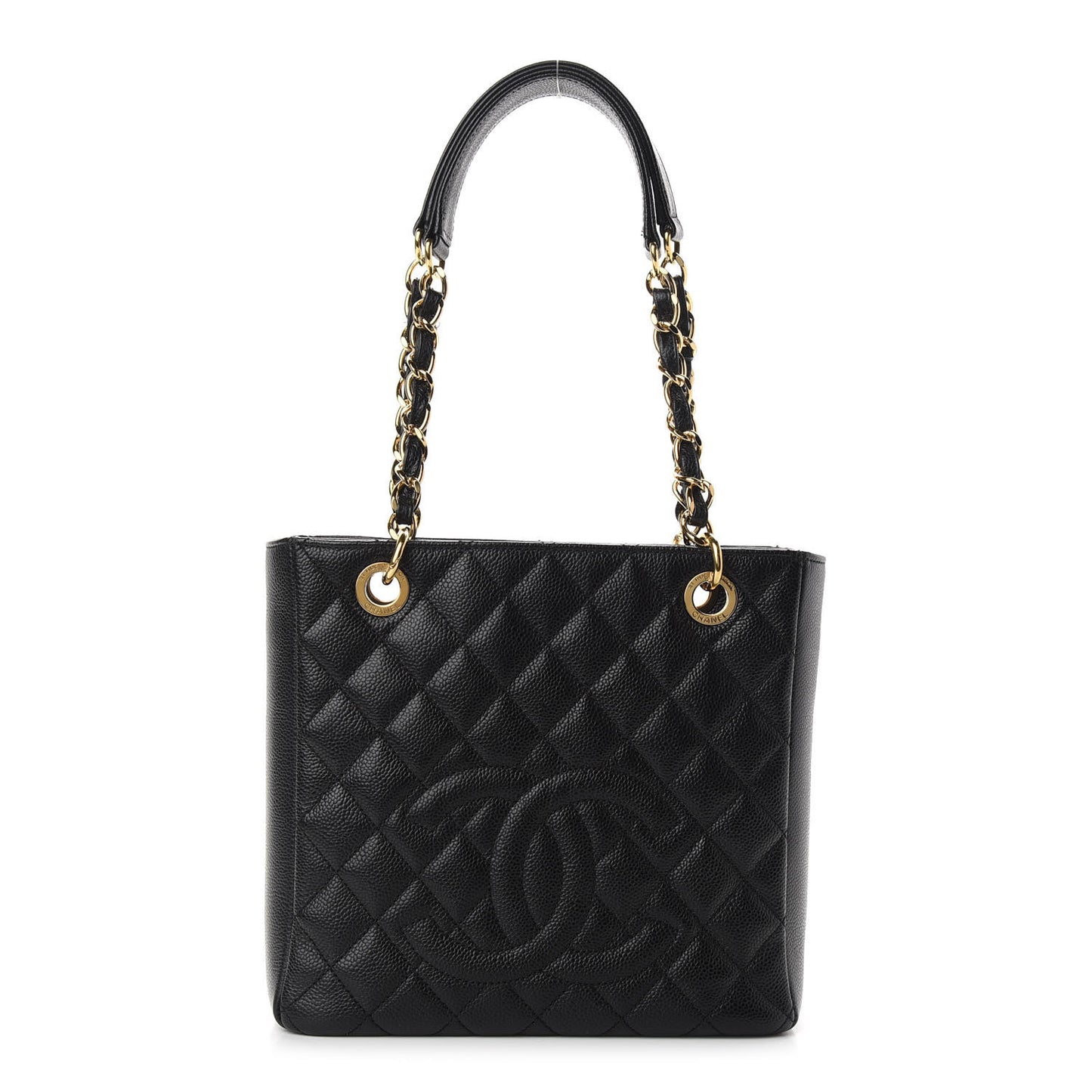 Caviar Quilted Petit Shopping Tote PST Black