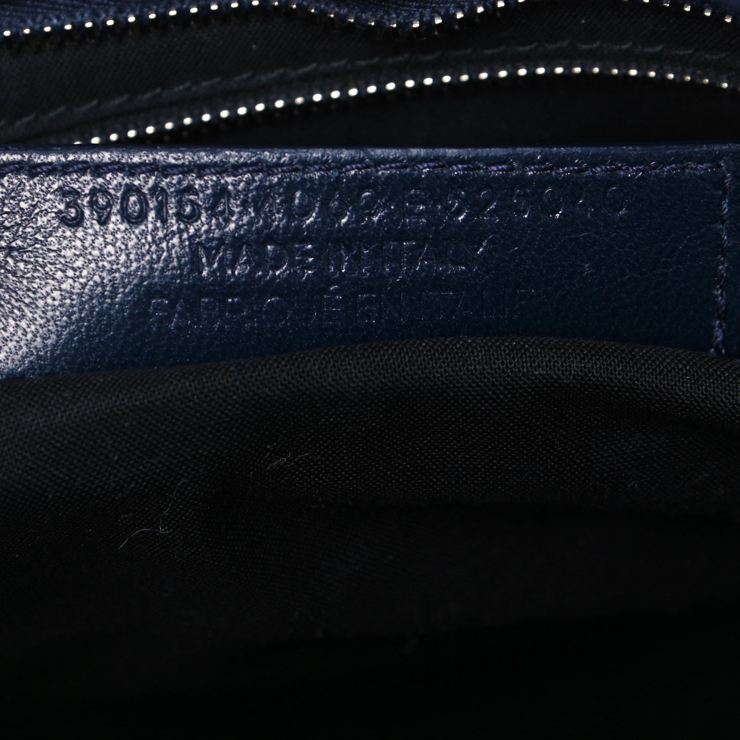 Balenciaga Chevre Silver Metallic Edge Hardware City Bleu Nuit Dark Sea 7 of 12