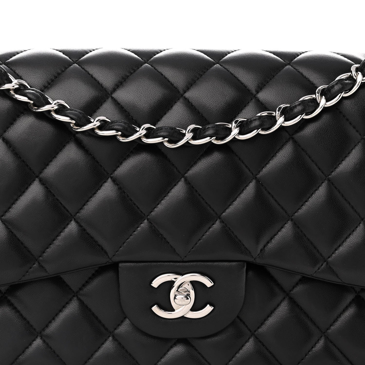 Chanel Lambskin Quilted Jumbo Double Flap Black 8 of 14