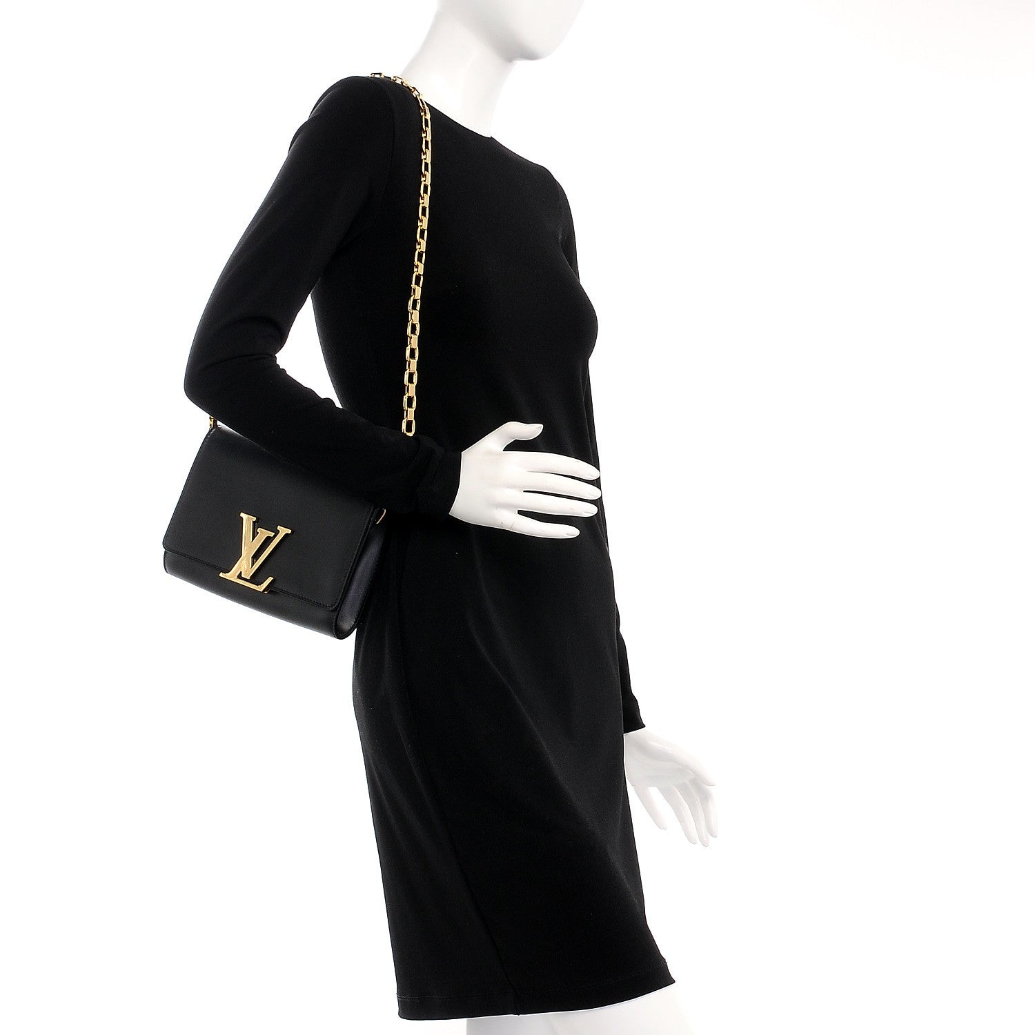 Louis Vuitton Calfskin Chain Louise GM Black 2 of 6
