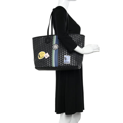 Moynat Grained Calfskin Canvas 1920 Oh! Tote Ruban MM Carbon Silver 2 of 10