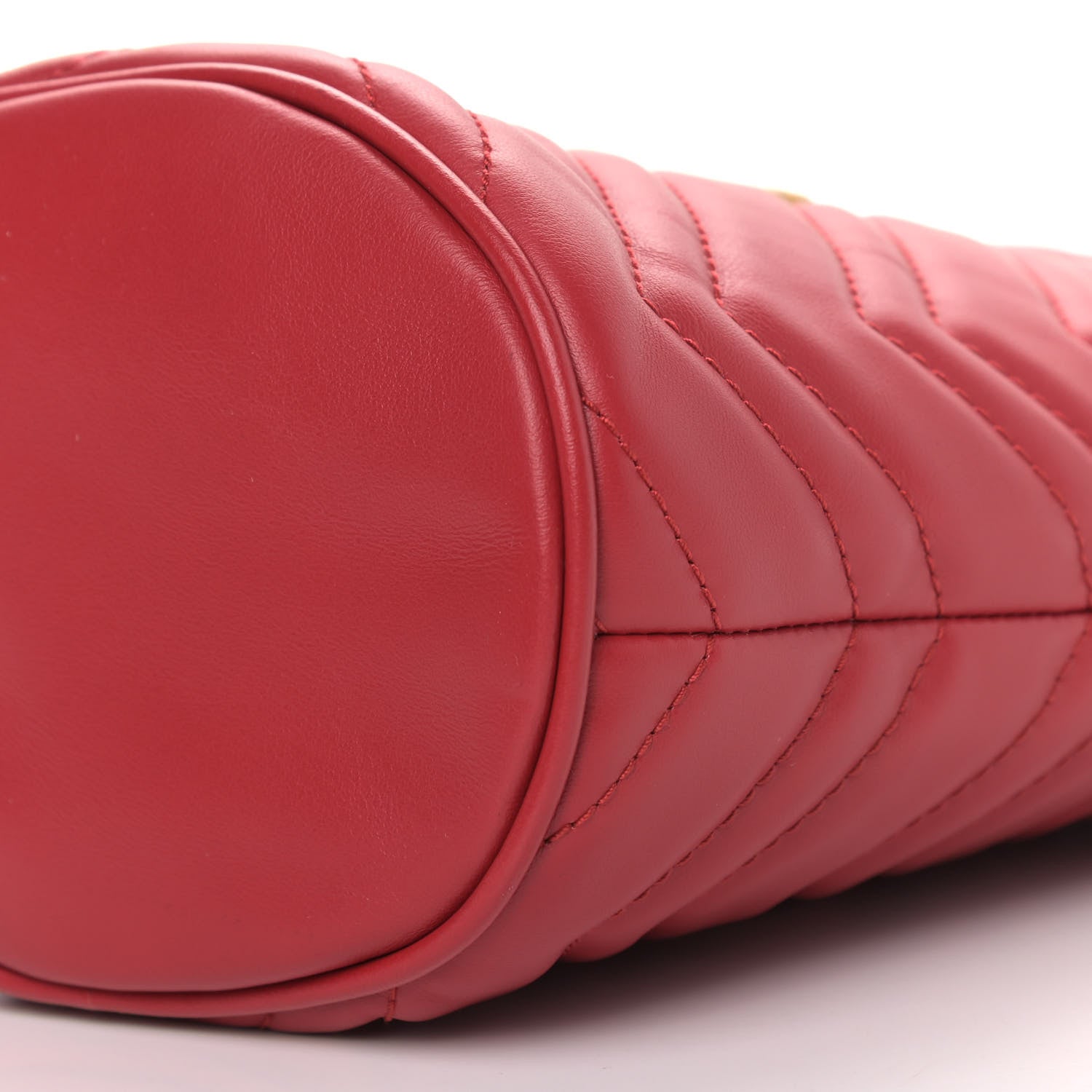 Gucci Calfskin Matelasse Mini GG Marmont 2.0 Bucket Bag Hibiscus Red 9 of 10