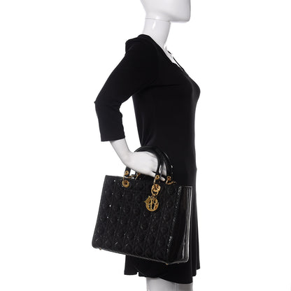 Christian Dior Patent Cannage Large Lady Dior Black 2 of 10
