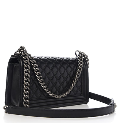 Chanel Lambskin Quilted Medium Boy Flap Black 2 of 12
