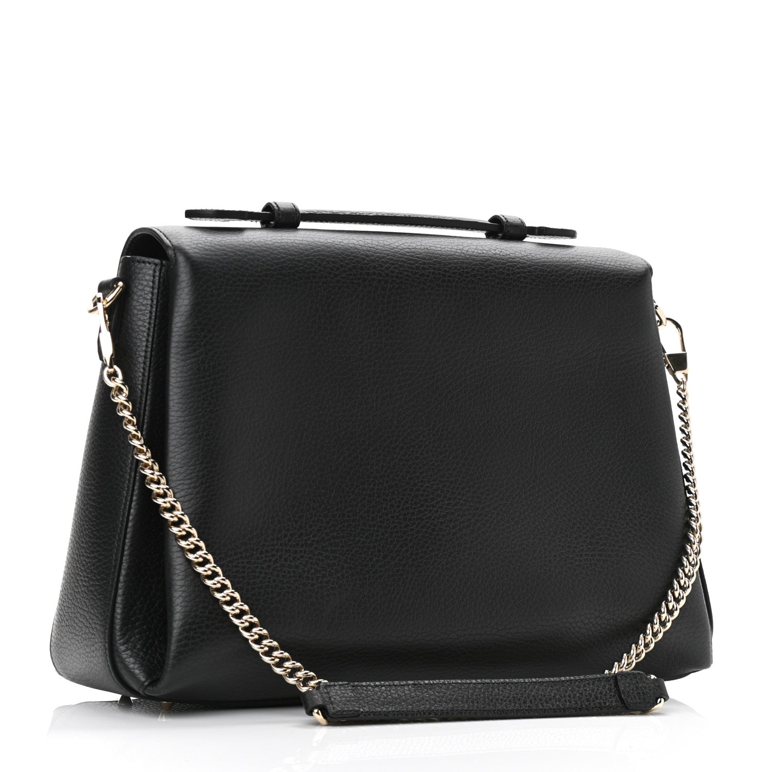 Gucci Dollar Calfskin Medium Interlocking G Top Handle Shoulder Bag Black 3 of 10