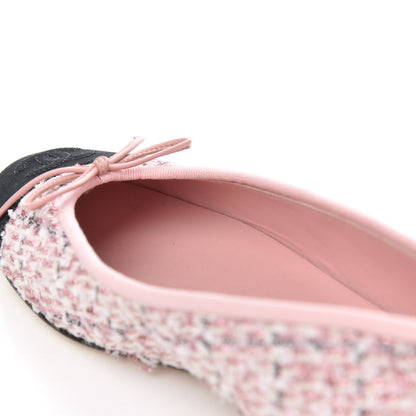 Chanel Tweed Grosgrain Cap Toe Ballerina Flats 38 Pink Black 14 of 17