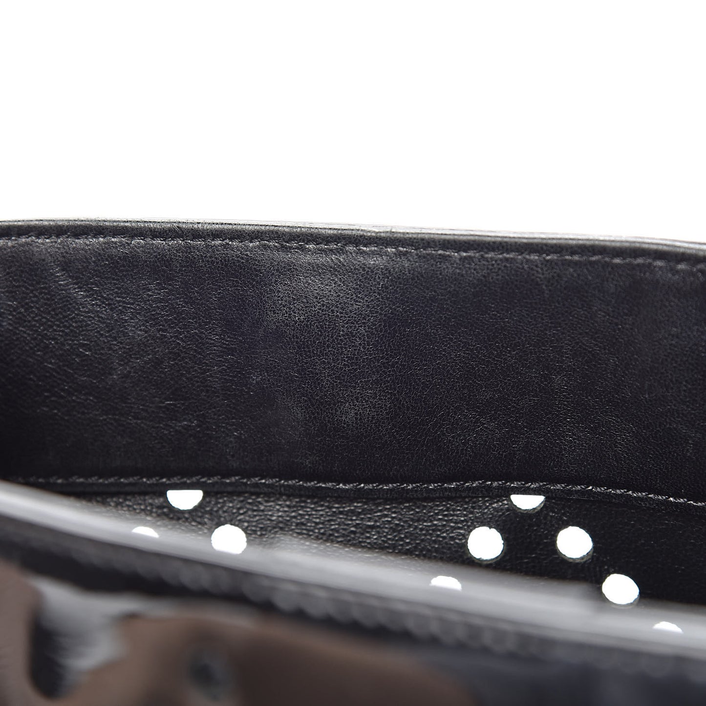 Patent Perforated CC Shopping Tote Black
