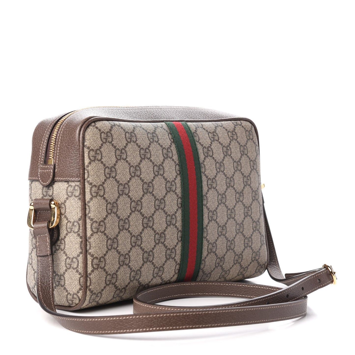 GG Supreme Monogram Web Small Ophidia Shoulder Bag Brown