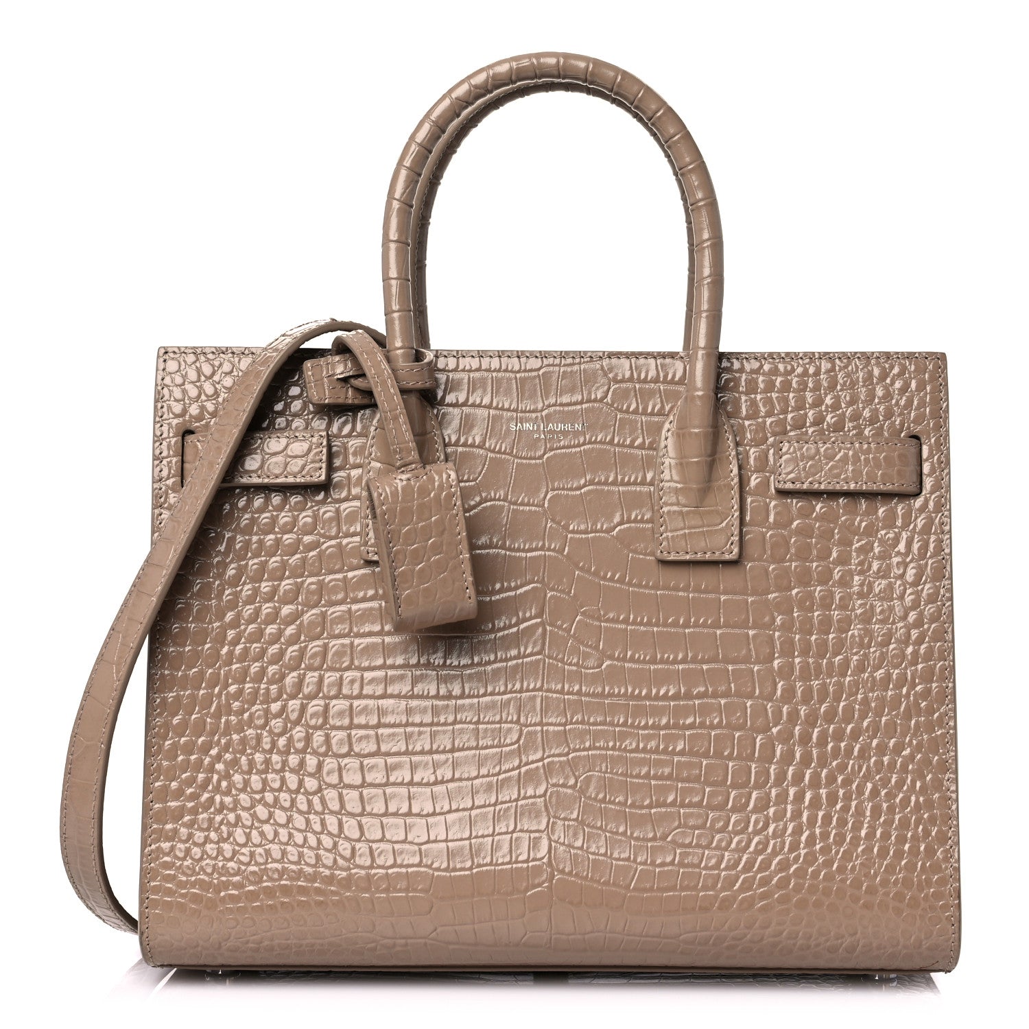 Saint Laurent Calfskin Crocodile Embossed Baby Sac De Jour Brown 1 of 10