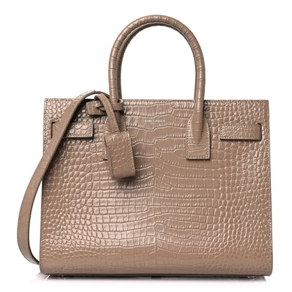 Saint Laurent Calfskin Crocodile Embossed Baby Sac De Jour Brown 1 of 10