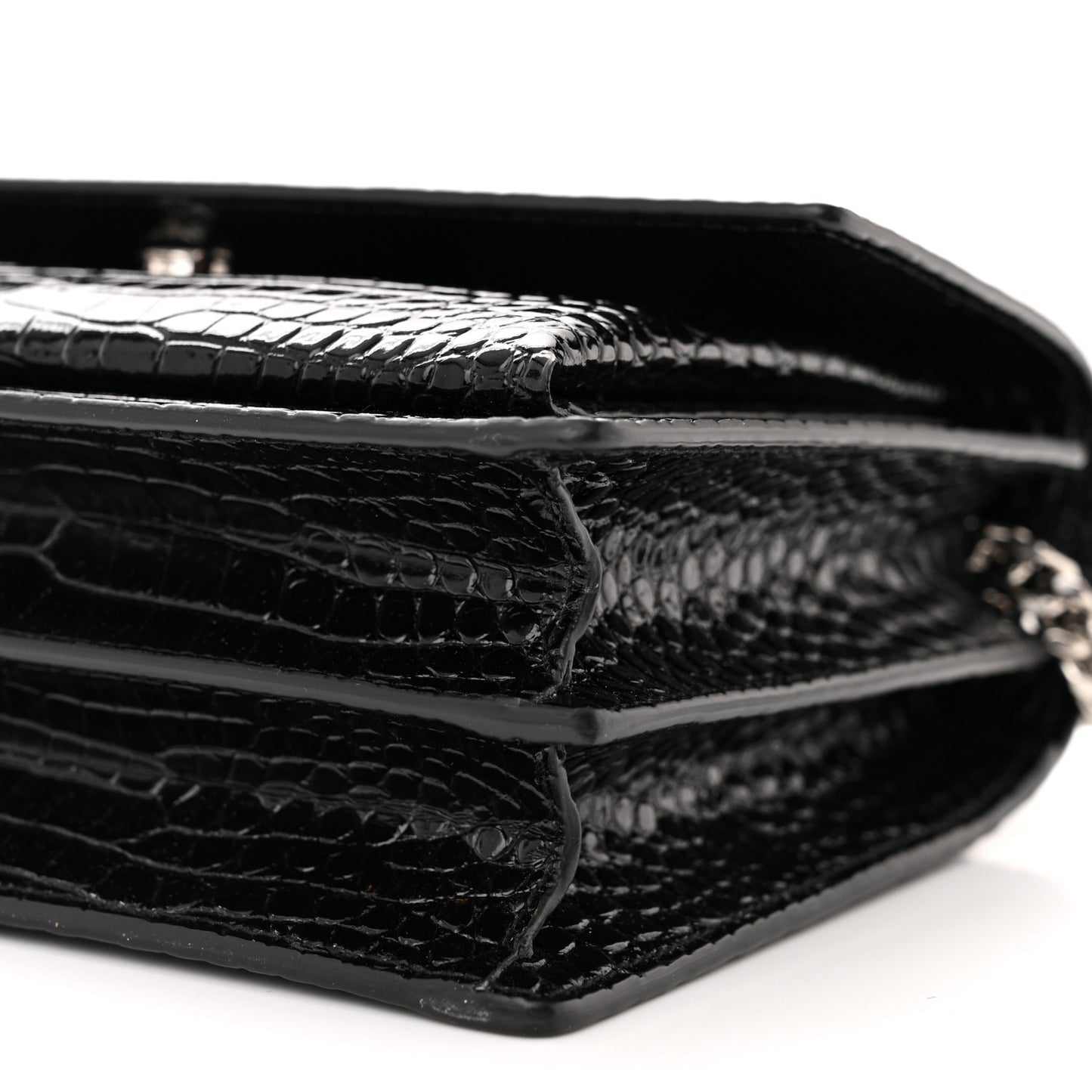 Calfskin Crocodile Embossed Medium Monogram Sunset Black