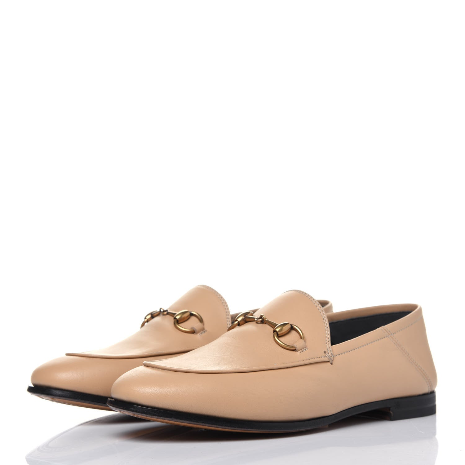 Gucci Lambskin Womens Brixton Horsebit Loafers 35.5 Wheat 3 of 9