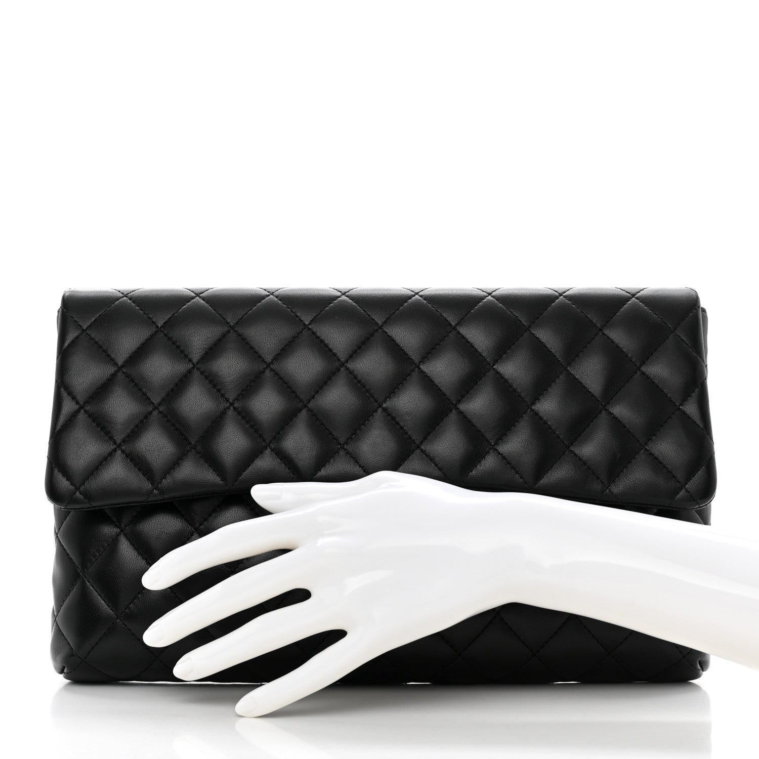 Chanel Lambskin Quilted Flap Clutch Black 2 of 13