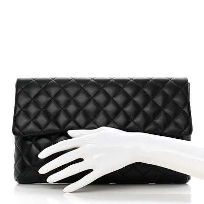 Chanel Lambskin Quilted Flap Clutch Black 2 of 13