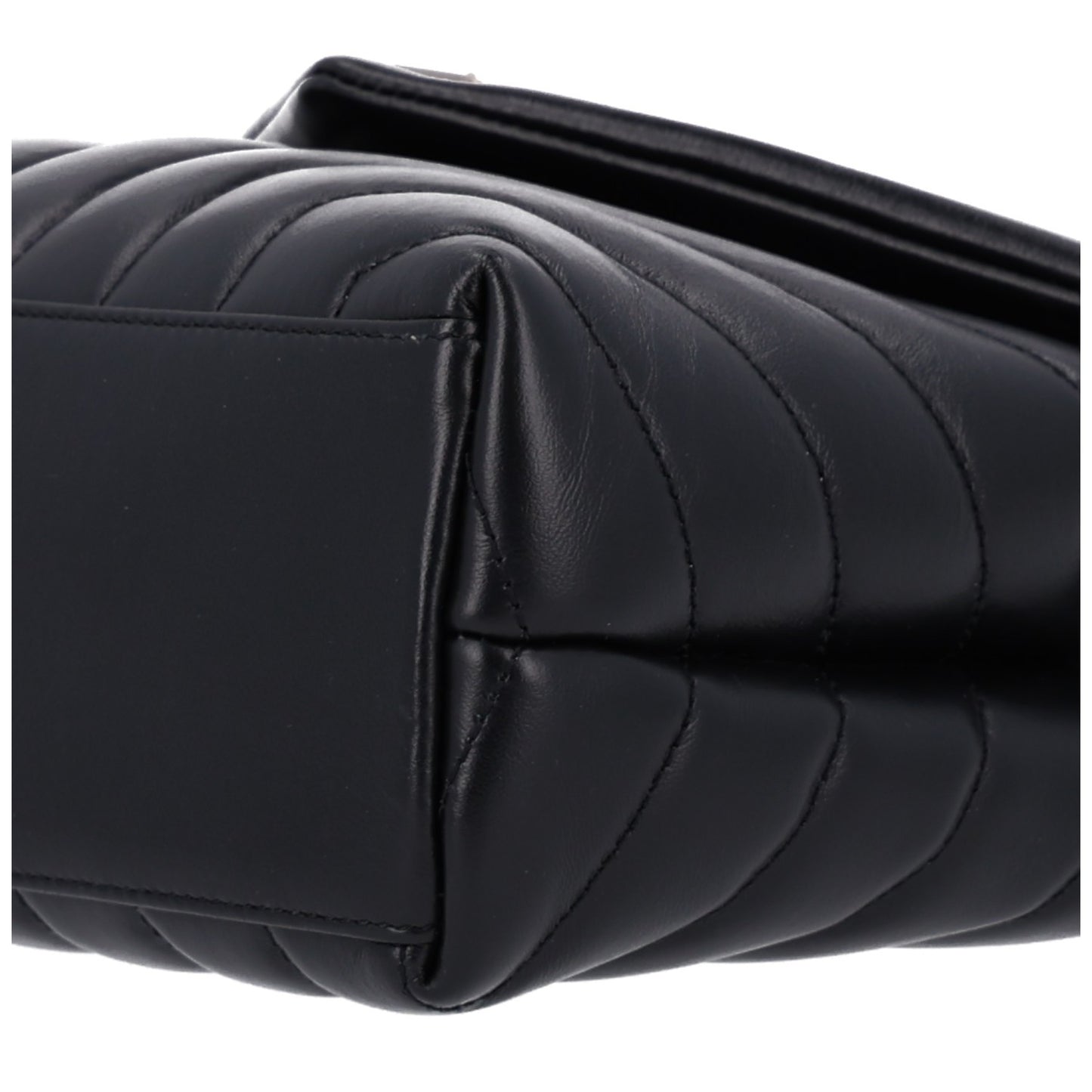 Calfskin Y Quilted Monogram Small Loulou Chain Satchel Black