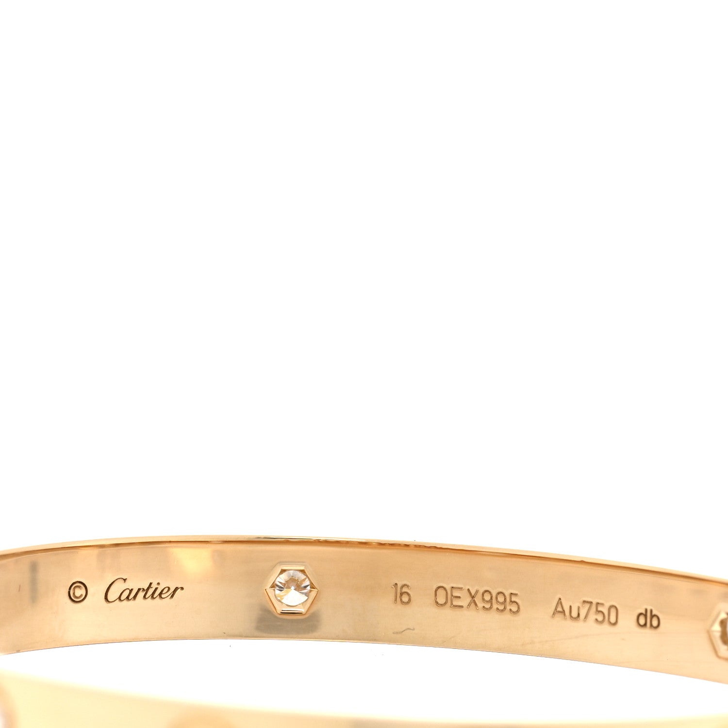 Cartier 18K Yellow Gold 4 Diamond LOVE Bracelet 16 3 of 7
