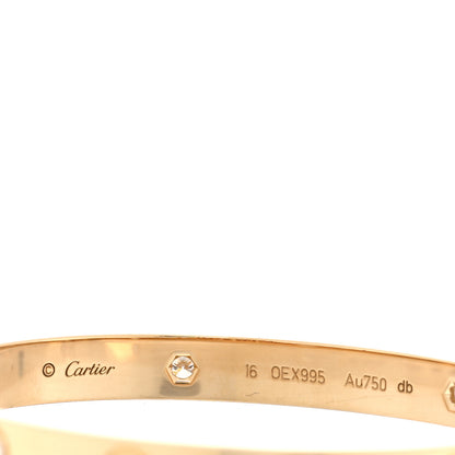 Cartier 18K Yellow Gold 4 Diamond LOVE Bracelet 16 3 of 7
