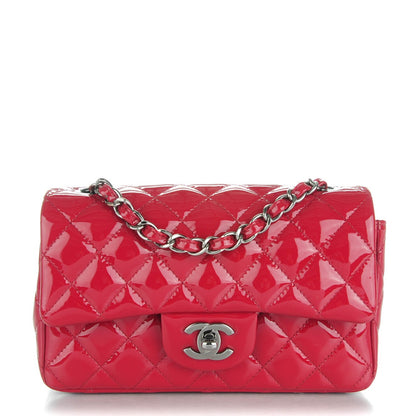 Chanel Patent Calfskin Quilted Mini Rectangular Flap Red 1 of 8