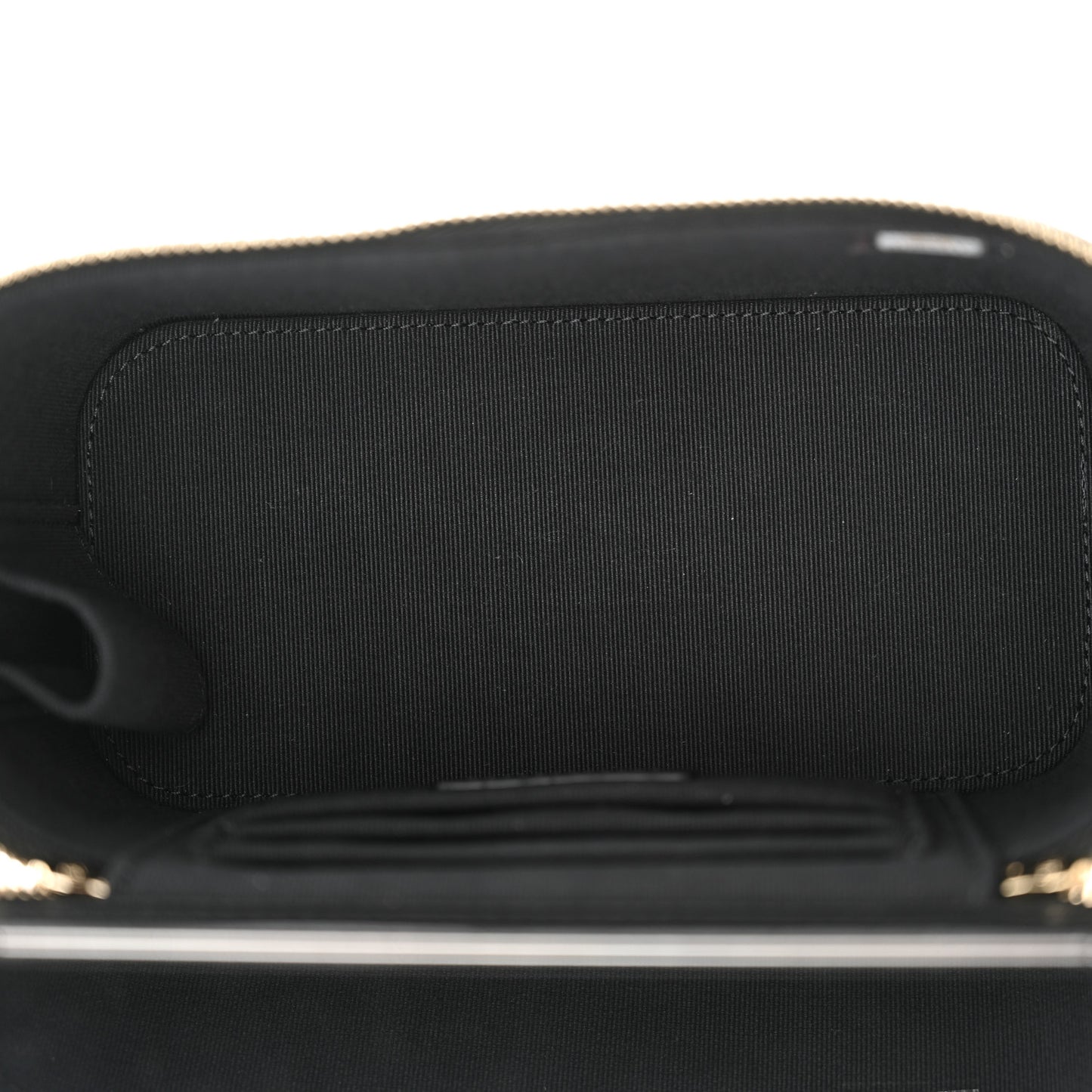 Lambskin Quilted Small Top Handle Vanity Case With Chain Black