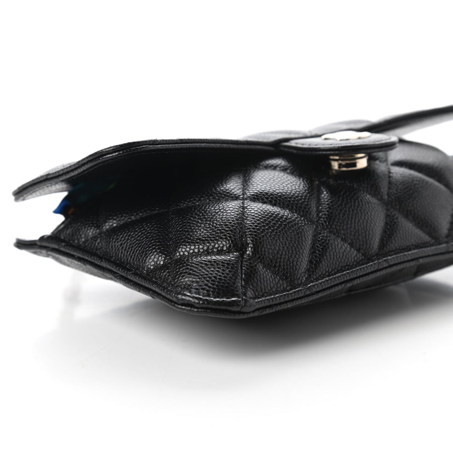 Caviar Fabric Quilted Foldable Tote With Chain Black Multicolor