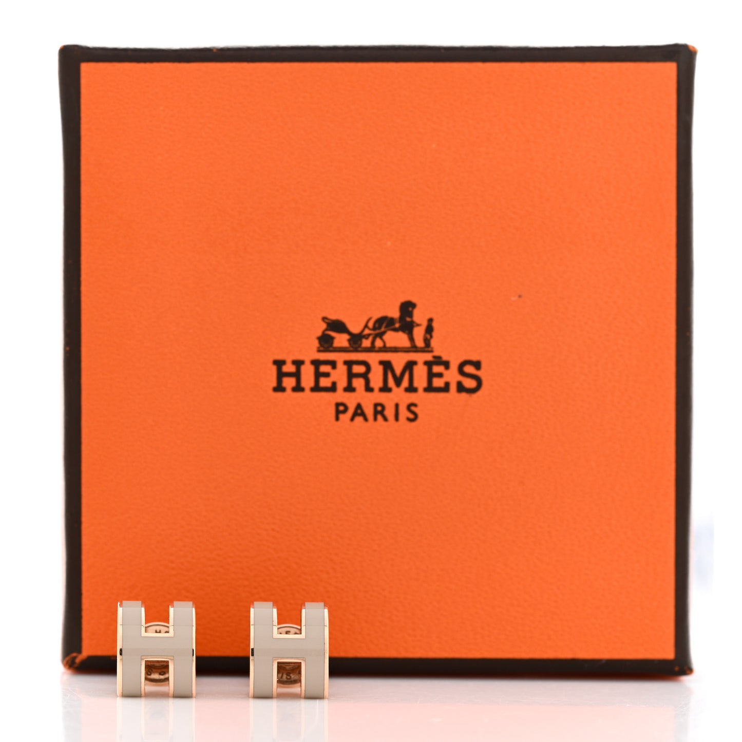 Rose Gold Lacquered Mini Pop H Earrings Marron Glace