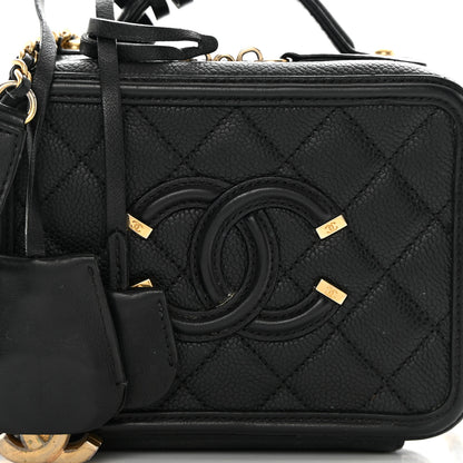 Chanel Caviar Quilted Small CC Filigree Vanity Case Black 8 of 18