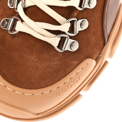Gucci X SEGA Suede Calfskin GG Monogram Womens Flashtrek High-Top Sneakers 37 New Cuir Beige Ruggine 12 of 14