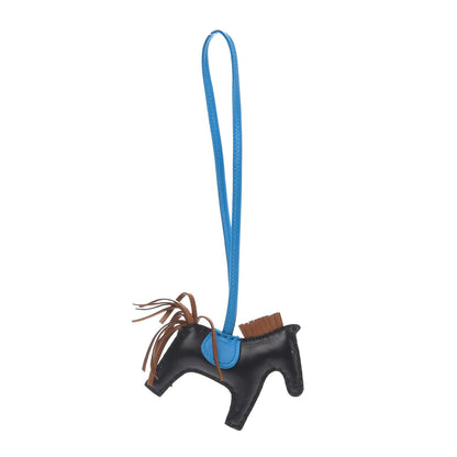 Hermes Milo Lambskin Grigri Rodeo Horse Bag Charm PM Black Gold Bleu Zanzibar 1 of 5