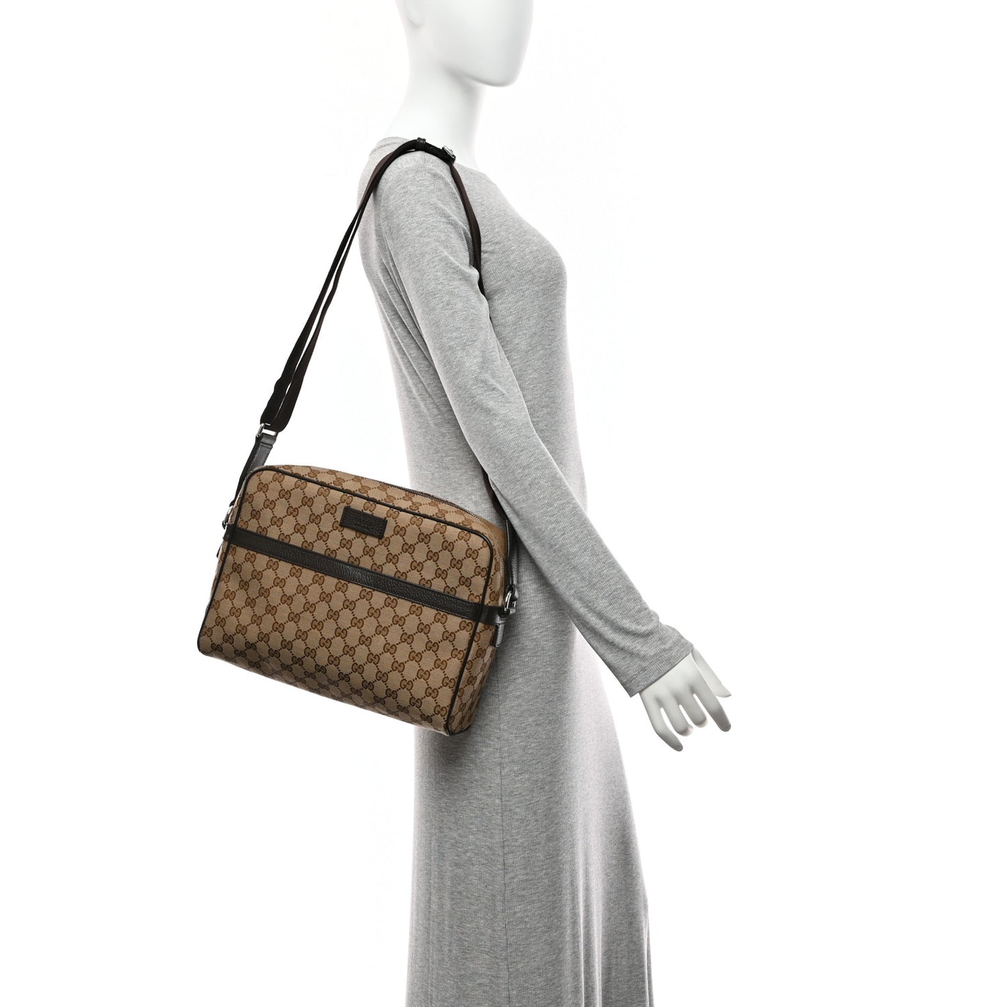 Monogram Dollar Calfskin Large Camera Case Beige Ebony Testa di Moro Marrone Scuro