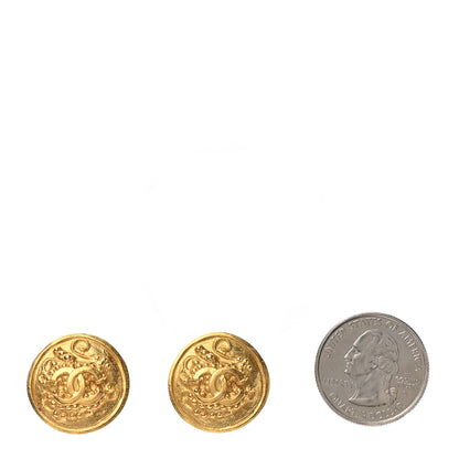 Chanel Metal CC Button Clip-On Earrings Gold 2 of 4