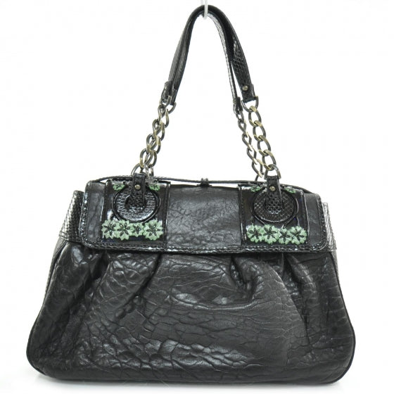 Fendi Nappa Python Floral B Bag Black 4 of 11