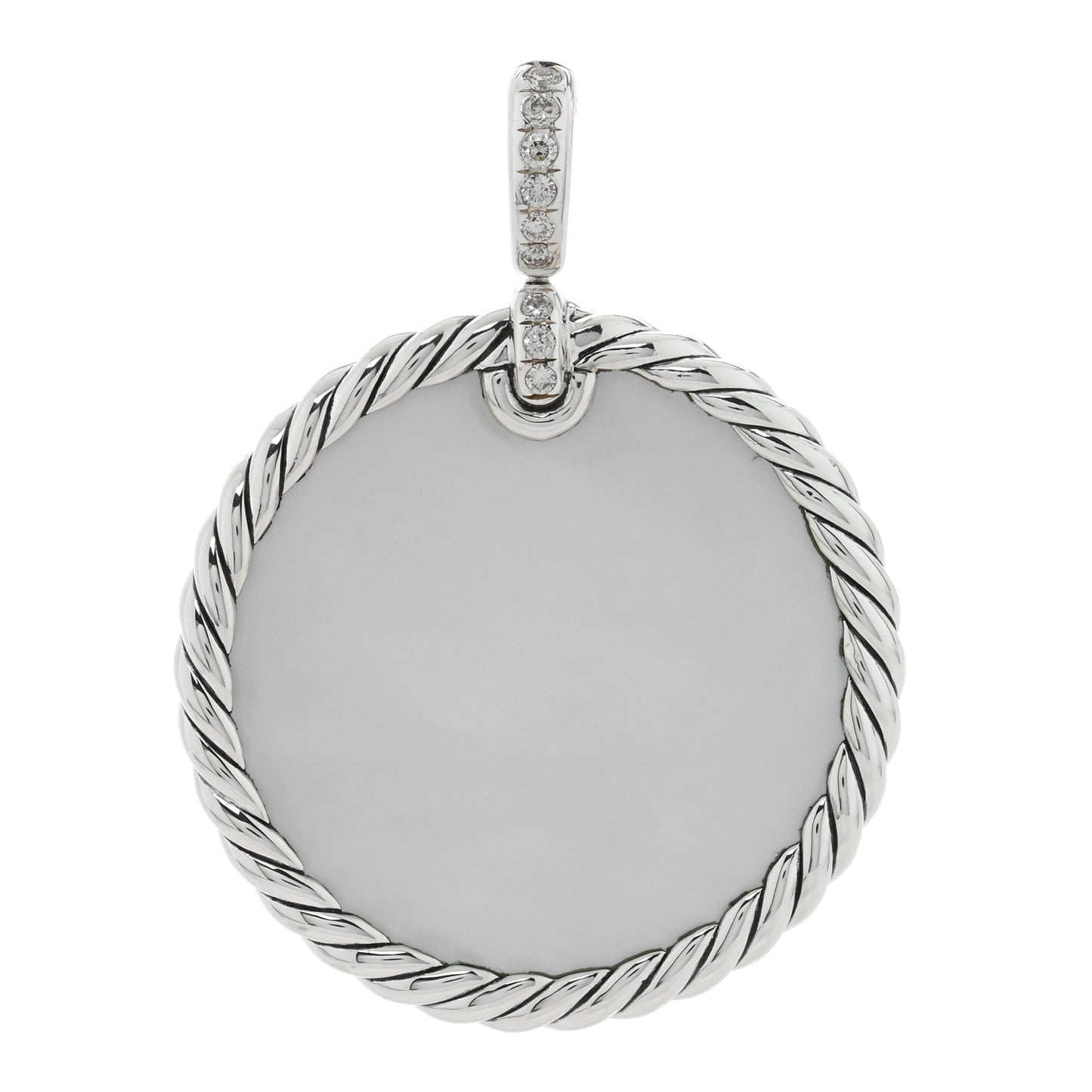 Sterling Silver Diamond Onyx Mother of Pearl 32mm Elements Disc Pendant