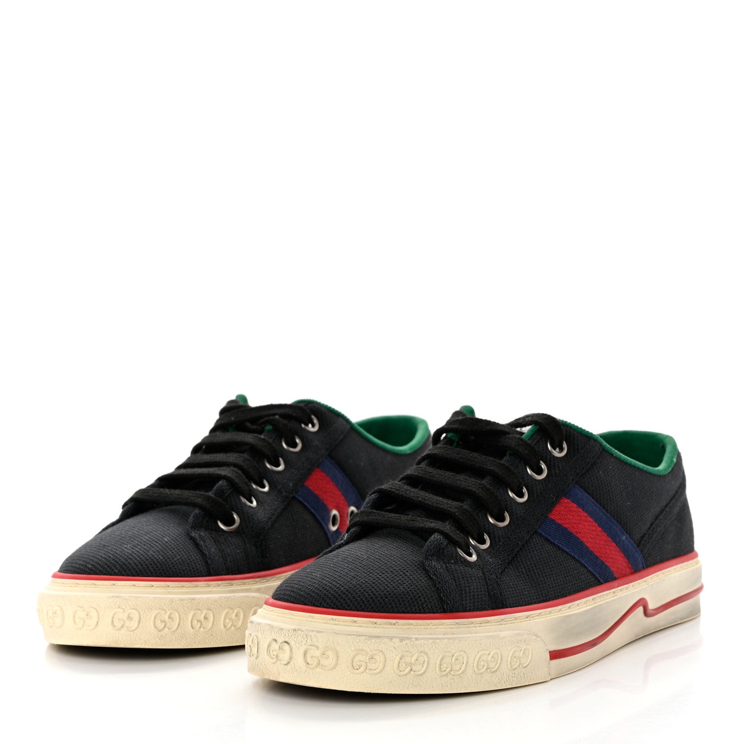 Gucci Canvas Web Womens 1977 Tennis Sneakers 37.5 Black 3 of 8