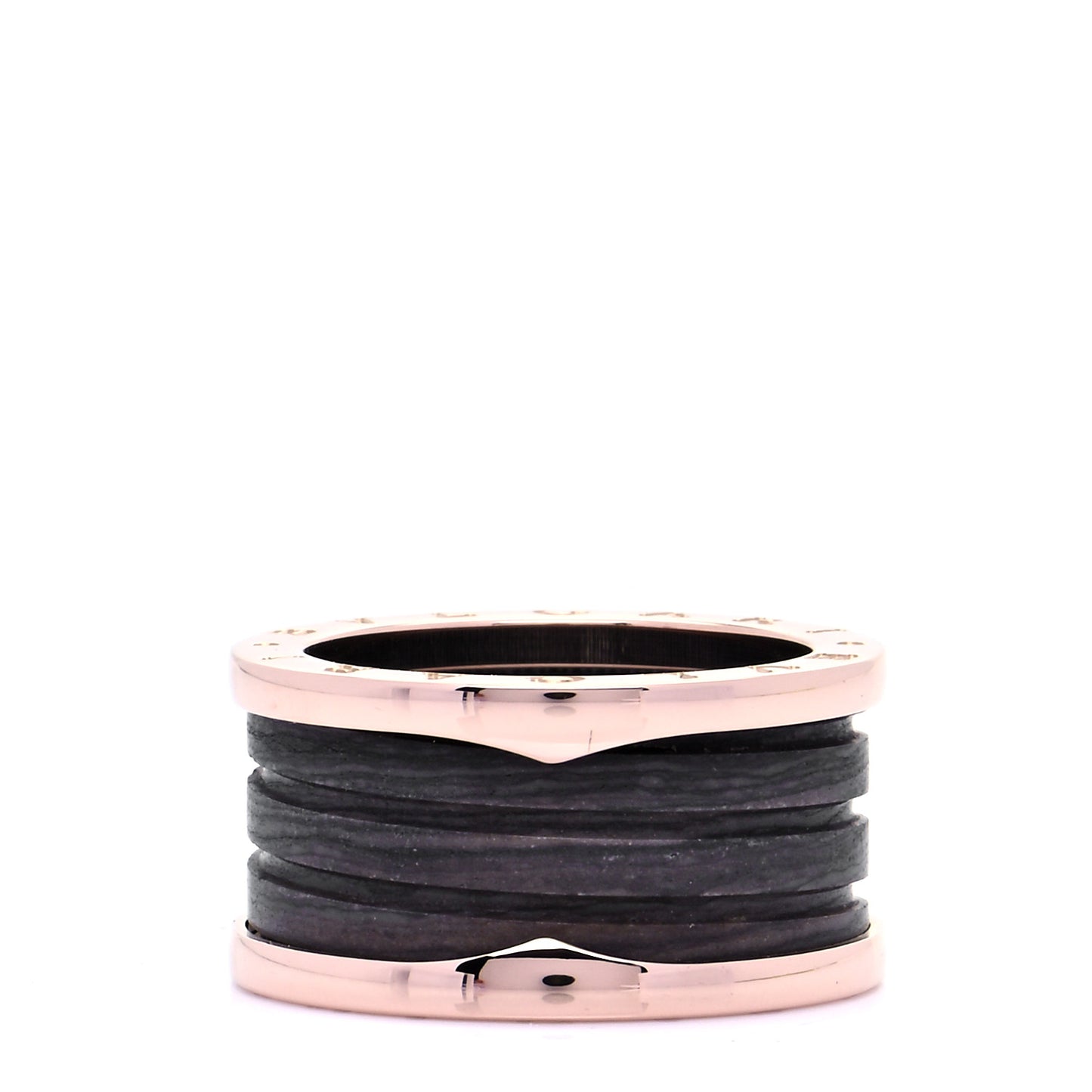 18K Rose Gold Brown Marble B.Zero1 Four-Band Ring 57 8
