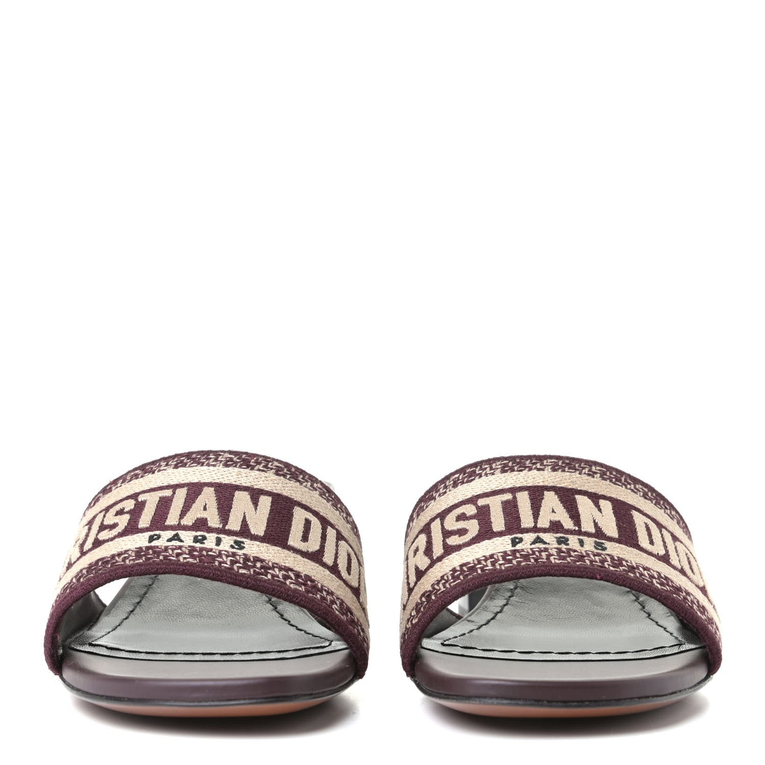 Christian Dior Cotton Embroidered Dway 50mm Slide Sandals 35.5 Deep Amaranth 2 of 6